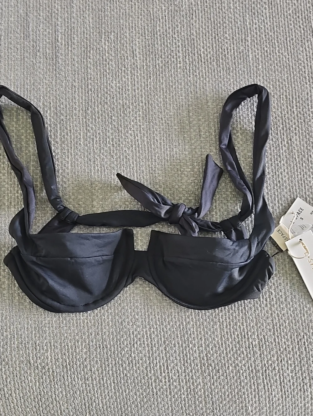 Black Underwire Scoop Bikini Top Women Swim